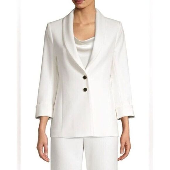 Alice + Olivia Classics Fitted Blazer Gold Buttons Ivory Size 4 - Picture 1 of 12